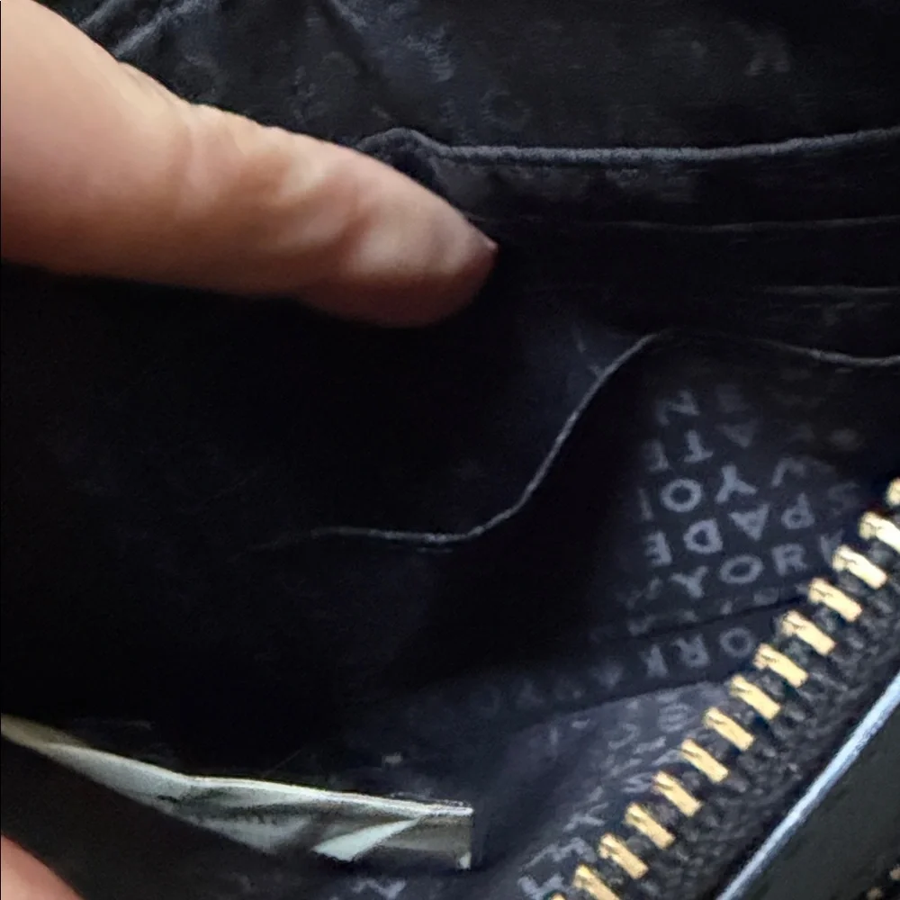 kate spade Black Saffiano Leather Wristlet Clutch with Gold Hardware
